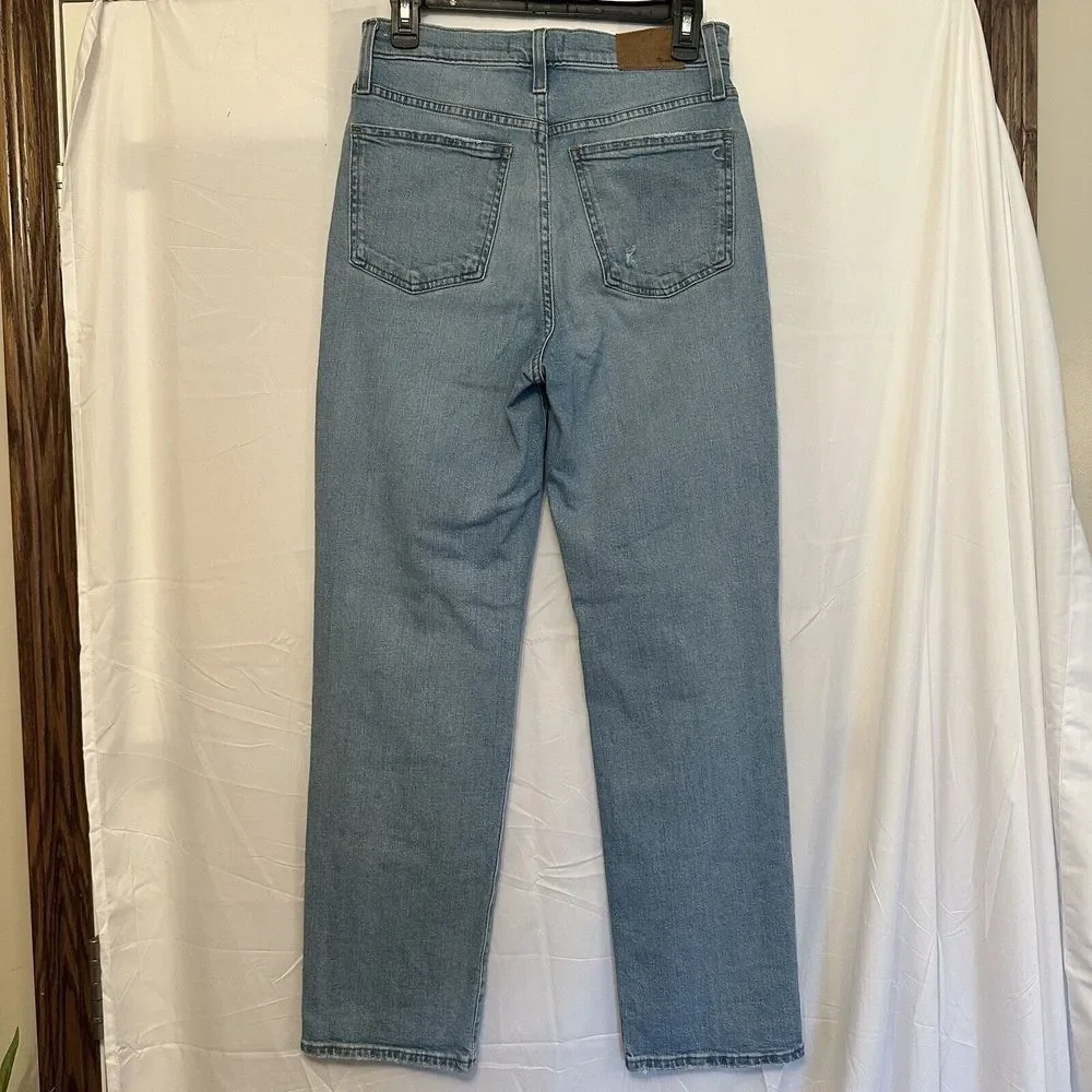 Madewell Womens Size 27 Perfect Vintage Straight Jeans Distressed Light Wash - Picture 5 of 8